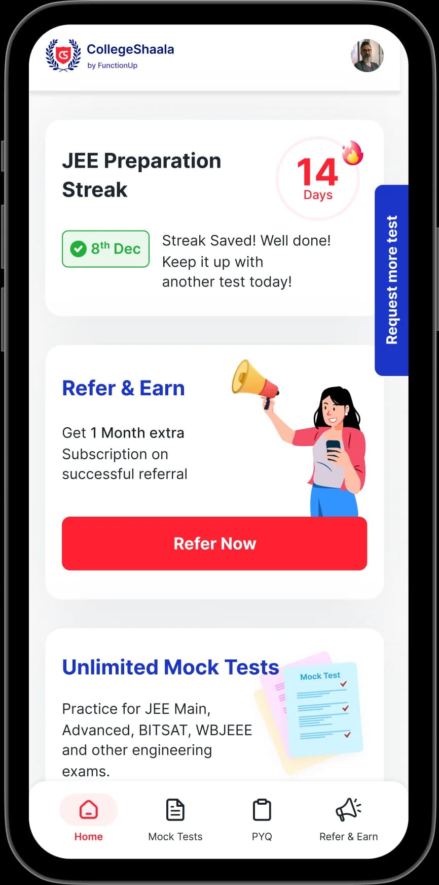 Collegeshaala screens for subscribed users