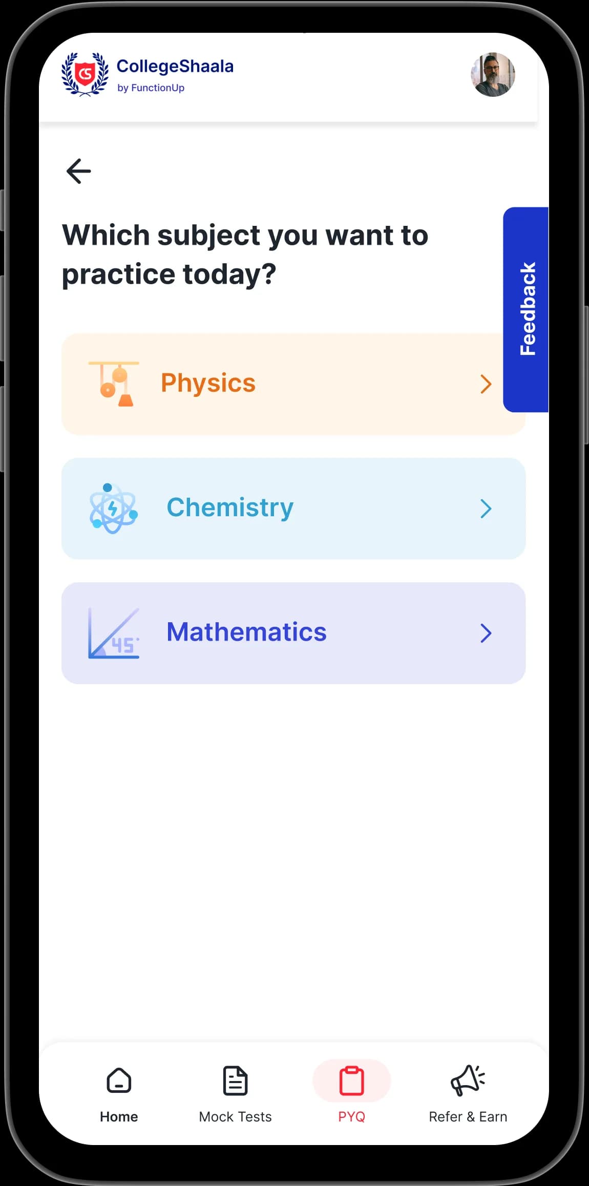 Collegeshaala screens for subscribed users