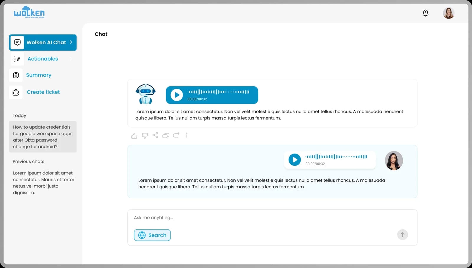 Wolken End User AI chat interface